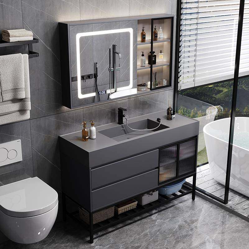 岩石一体盆实木浴室柜洗脸盆洗手台盆柜组合现代简约卫生间洗漱台,家装主材,浴室柜组合,淘宝优惠券,粉丝福利购,淘宝优惠卷