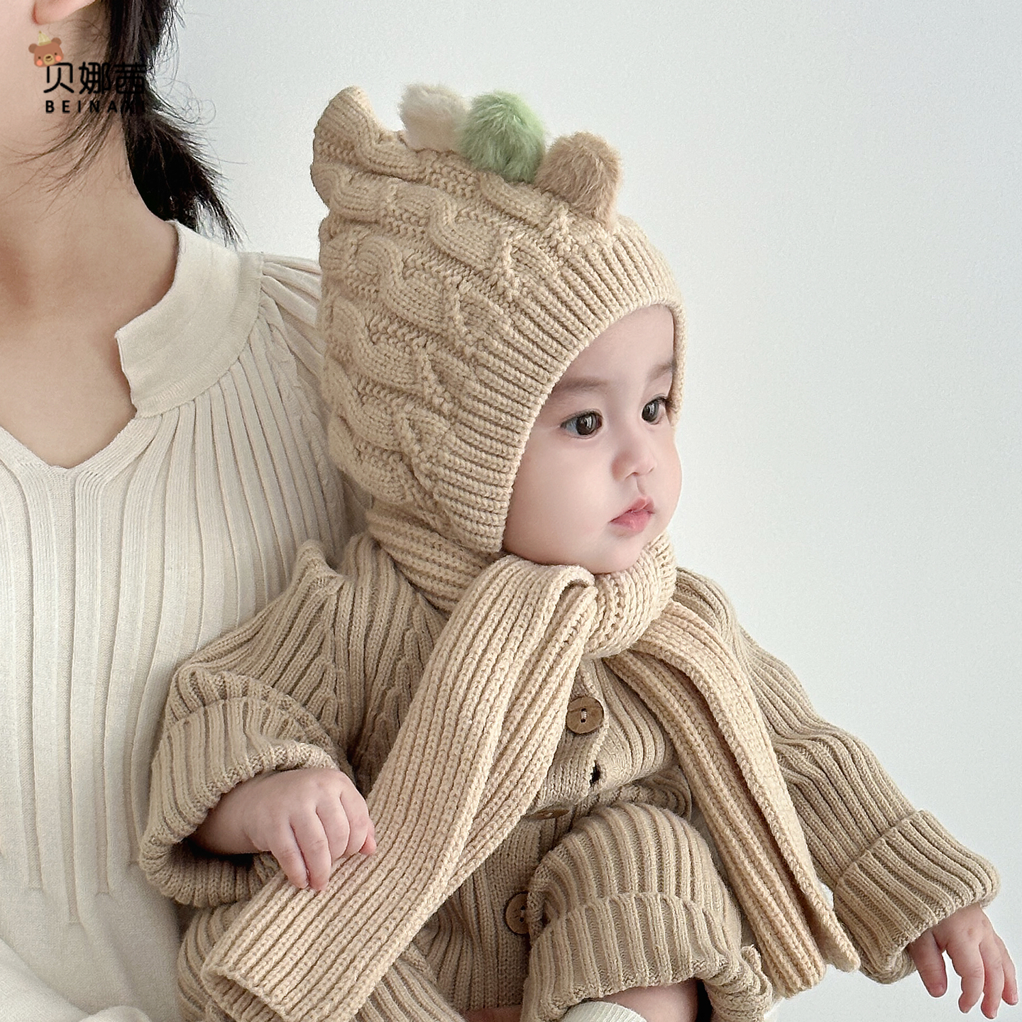 贝娜茜婴儿帽子秋冬季可爱毛线帽