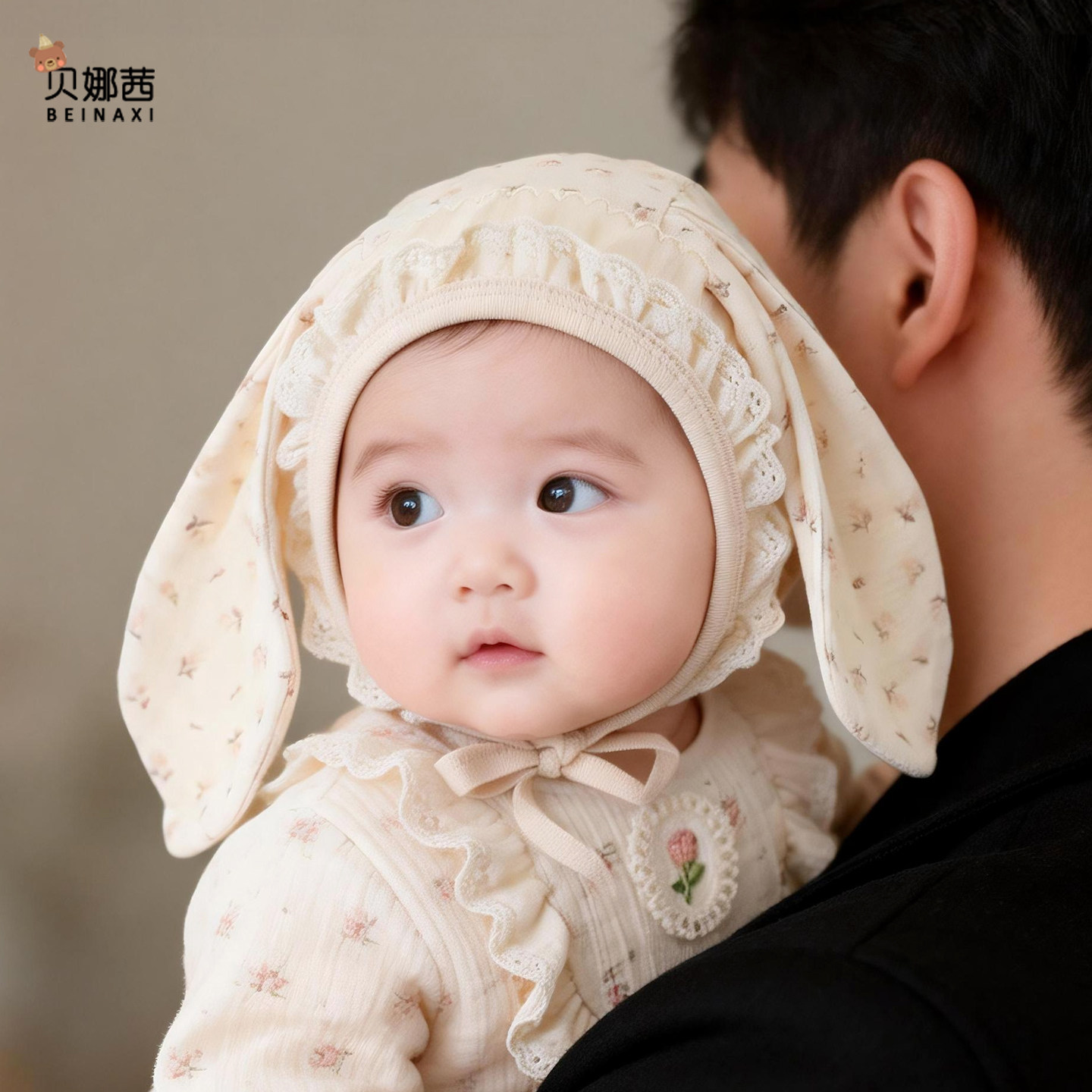 婴儿帽子春秋季薄款宝宝女公主风胎帽囟门帽婴幼儿外出护耳帽冬季