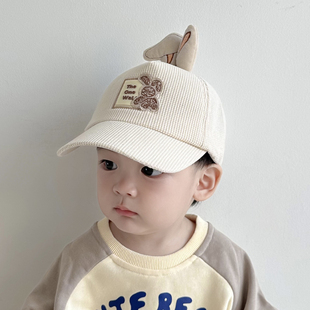 儿童帽子春秋季薄款2023新款宝宝可爱鸭舌帽韩版男童棒球帽秋冬天