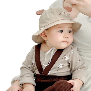 婴儿帽子夏季遮阳渔夫帽男宝宝防晒帽韩版薄款速干外出太阳帽春秋