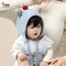 婴儿帽子秋冬季 宝宝男保暖女针织帽婴幼儿外出加厚护耳毛线帽冬天