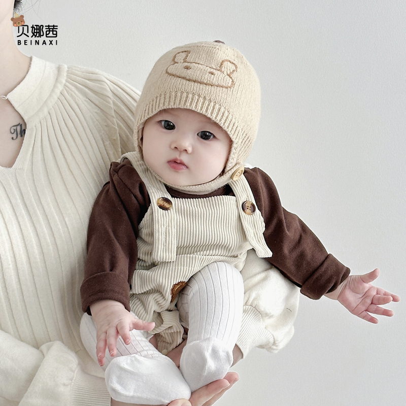 婴儿帽子毛线帽护耳帽