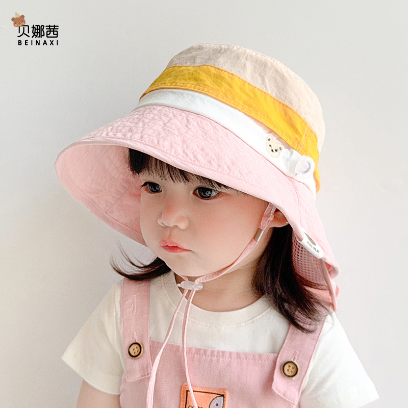 儿童帽子夏季女童防晒帽宝宝遮阳帽速干新款户外太阳帽男童沙滩帽