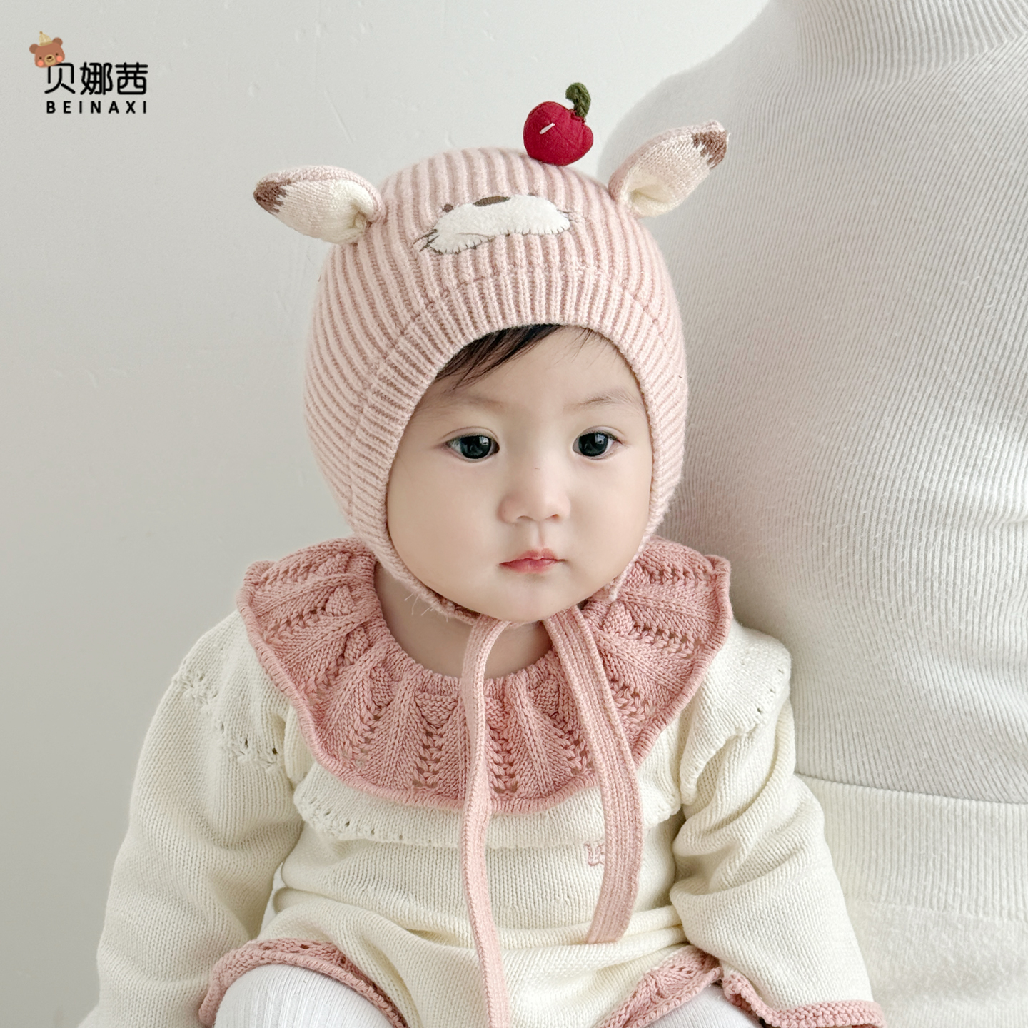 贝娜茜婴儿帽子秋冬季可爱护耳帽