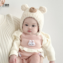 婴儿帽子秋冬季 宝宝男可爱针织帽婴幼儿护耳小月龄冬天保暖毛线帽