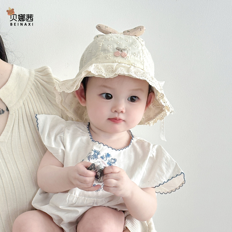 贝娜茜婴儿帽子春夏季洋气渔夫帽