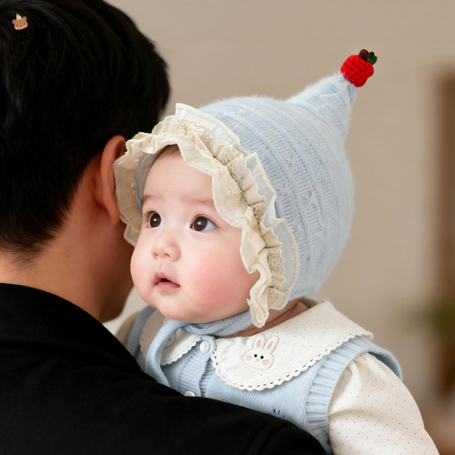 贝娜茜婴儿帽子秋冬季洋气护耳帽