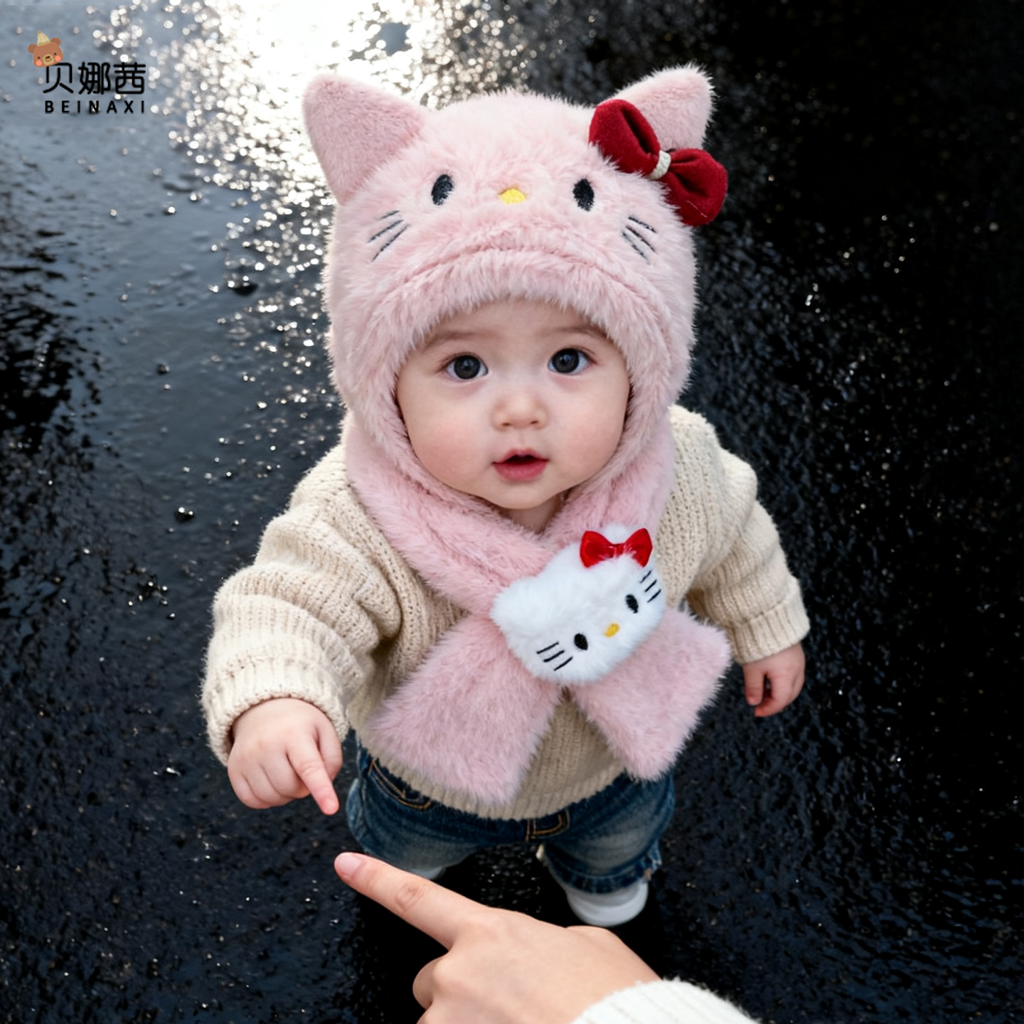 贝娜茜婴儿帽子毛线帽保暖防风冬