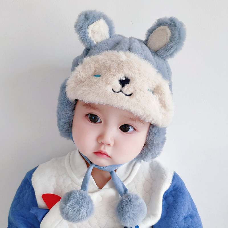 宝宝帽子秋冬款男可爱超萌婴幼儿女毛绒帽护耳雷锋帽保暖冬季网红