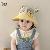 儿童帽子防晒帽夏季 遮阳帽宝宝男童婴儿大檐网眼渔夫帽可爱 薄款
