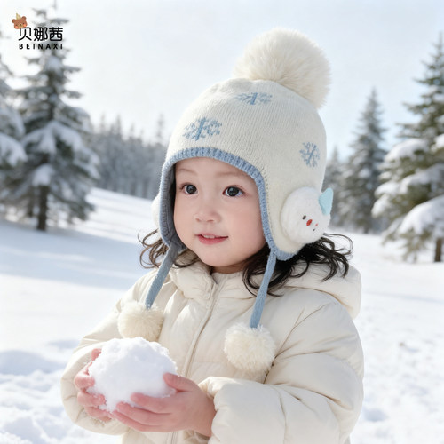 贝娜茜婴儿帽子毛线帽保暖防风冬