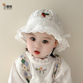婴儿帽子夏季 防晒帽渔夫帽宝宝女遮阳帽网眼公主太阳帽婴幼儿 薄款
