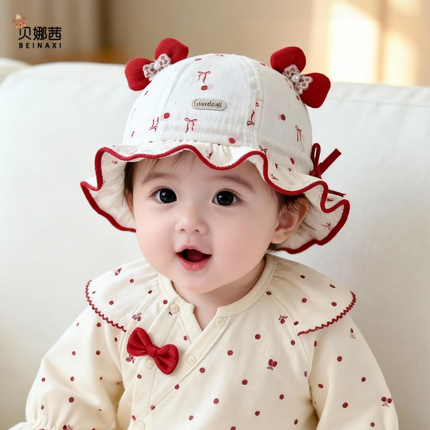 婴儿帽子春秋季女宝宝外出遮阳防晒帽婴幼儿夏季公主风洋气渔夫帽