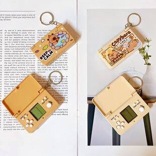 掌上卡皮巴拉翻盖游戏机钥匙扣俄罗斯方块游戏水豚玩具挂件饰