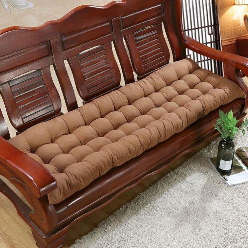 家用加厚实木沙发垫子四季通用木质长椅垫三人座老式纯色坐垫防滑