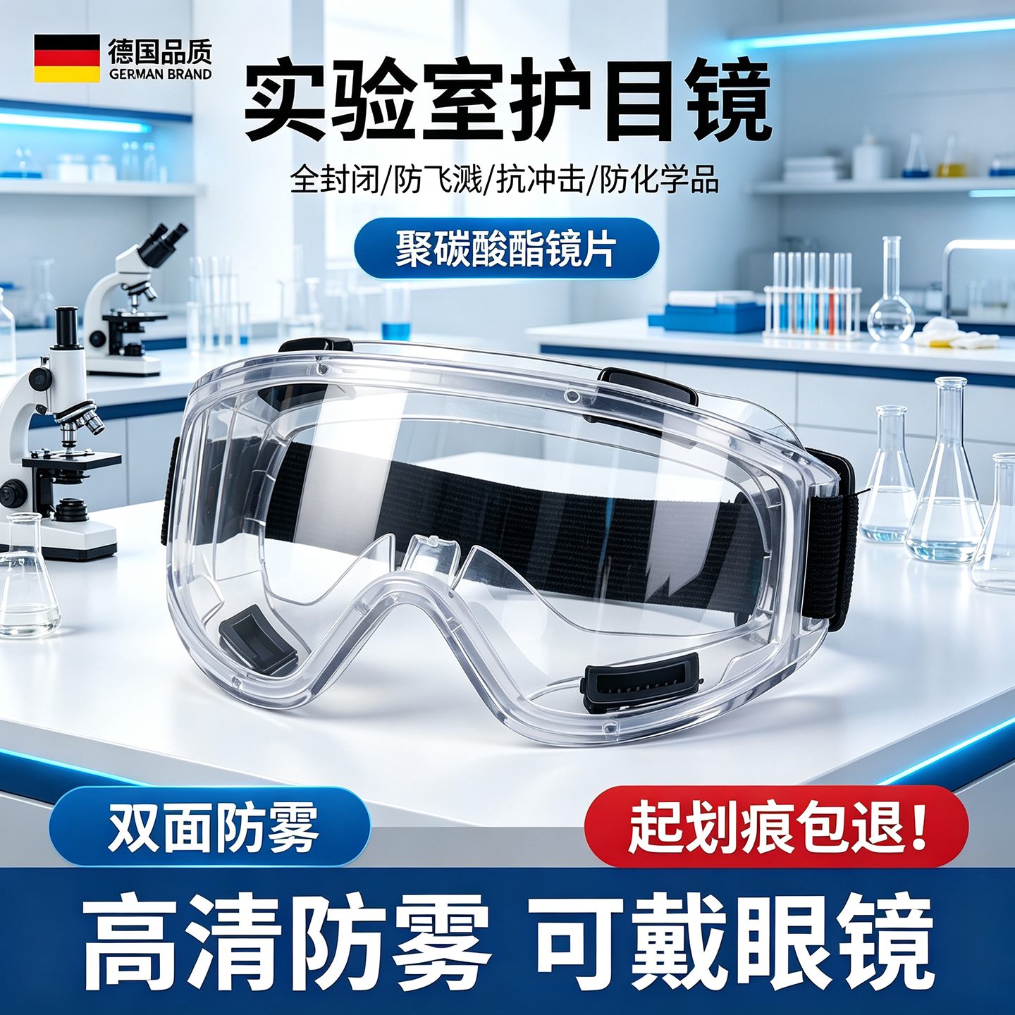化学实验室专用护目镜防耐酸碱化工厂可戴眼镜化学品安全防护