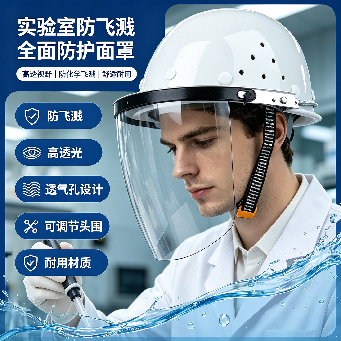 实验室化学品化工安全帽面屏防护