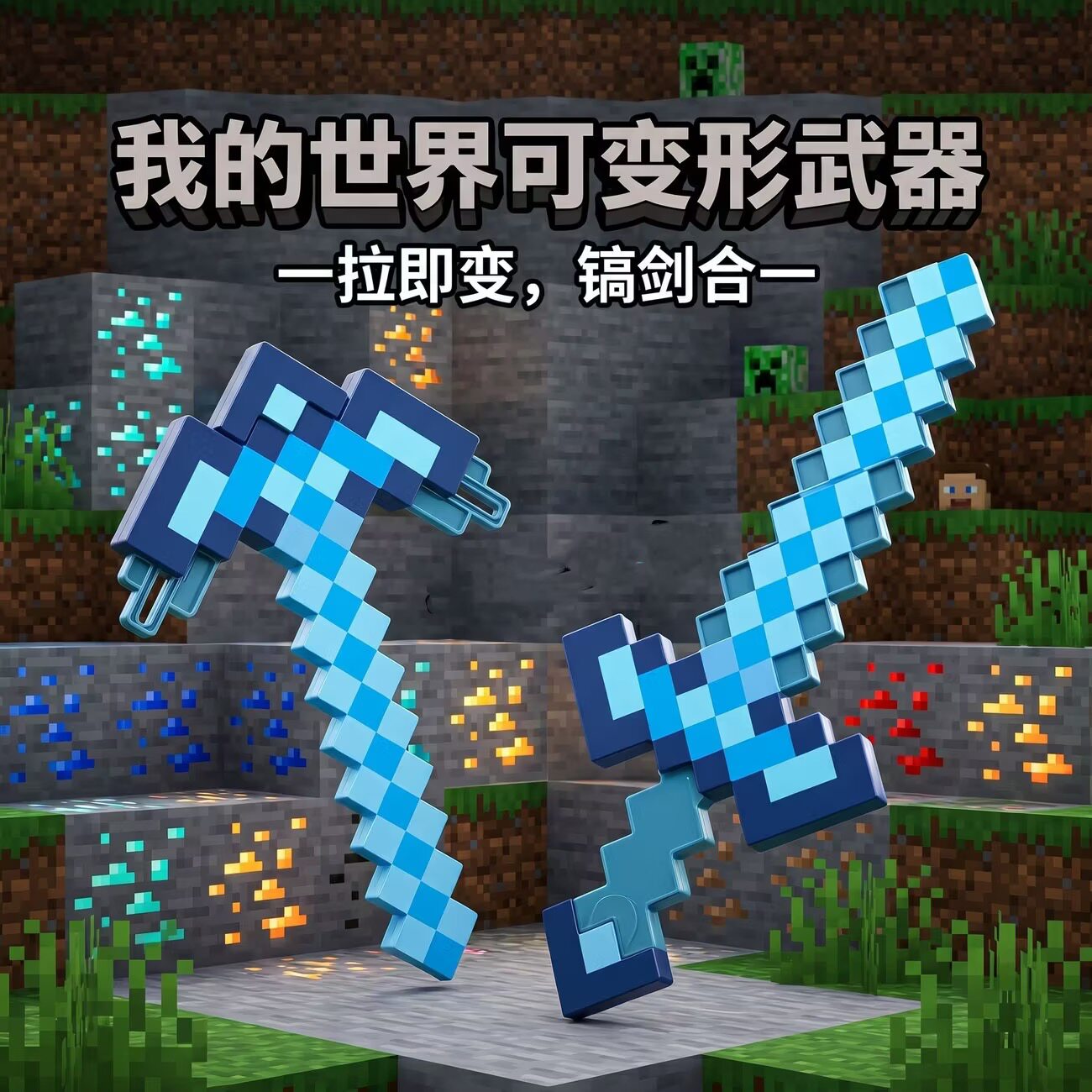 我的世界剑镐二合一武器模型图片
