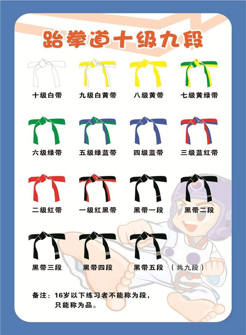 宣传十级九段晋级装饰腰带跆拳道馆海报资格展板墙壁贴纸说明挂画