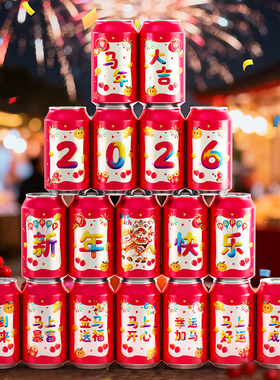 2026新款马年可乐贴纸春节年夜饭乔迁之喜布置装饰公司年会仪式感