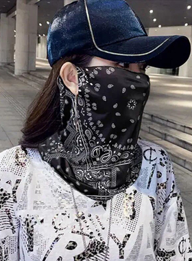 防晒面罩男女冰丝挂耳护颈围脖遮全脸脖套夏天遮阳骑行面巾面纱潮