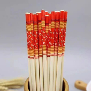 一次性竹筷子独立包装食品级家用青花瓷餐具批发加长加粗高档方便