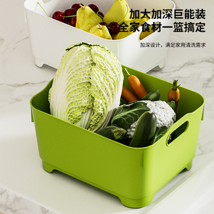 家用洗菜盆塑料沥水篮蔬菜水果盘子厨房可移动水槽洗碗餐具大号盆