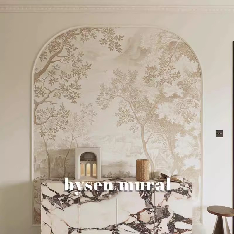 法式树林墙布复古南洋风卧室客厅背景墙壁纸玄关墙纸过道定制壁画,家装主材,无纺布墙纸,淘宝优惠券,粉丝福利购,淘宝优惠卷