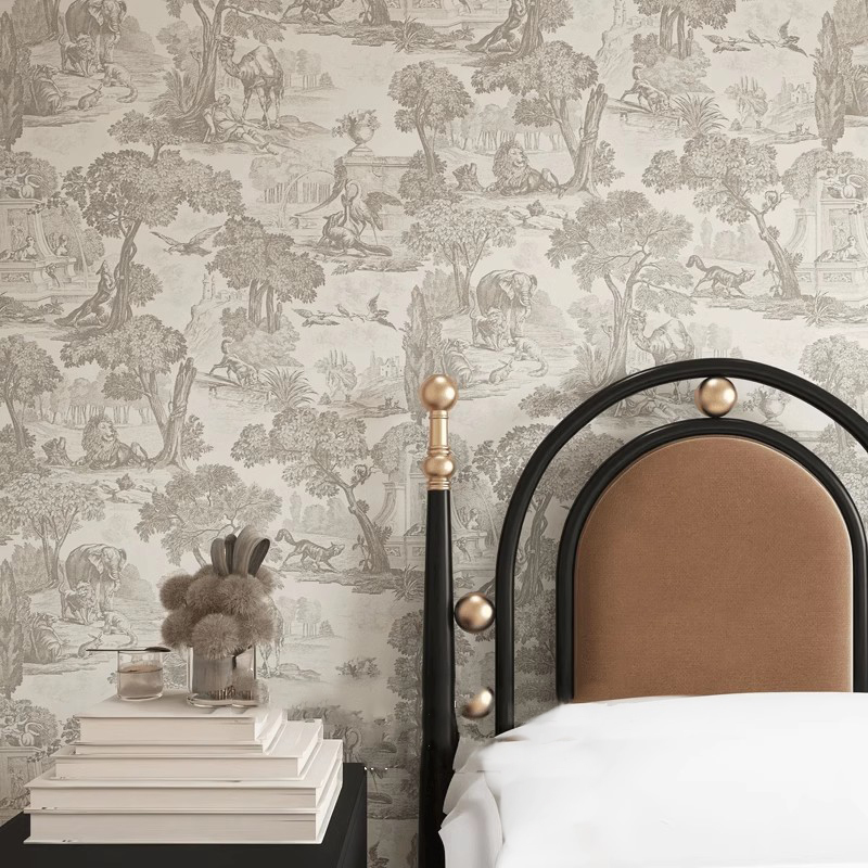 背景墙壁纸动物复古轻奢