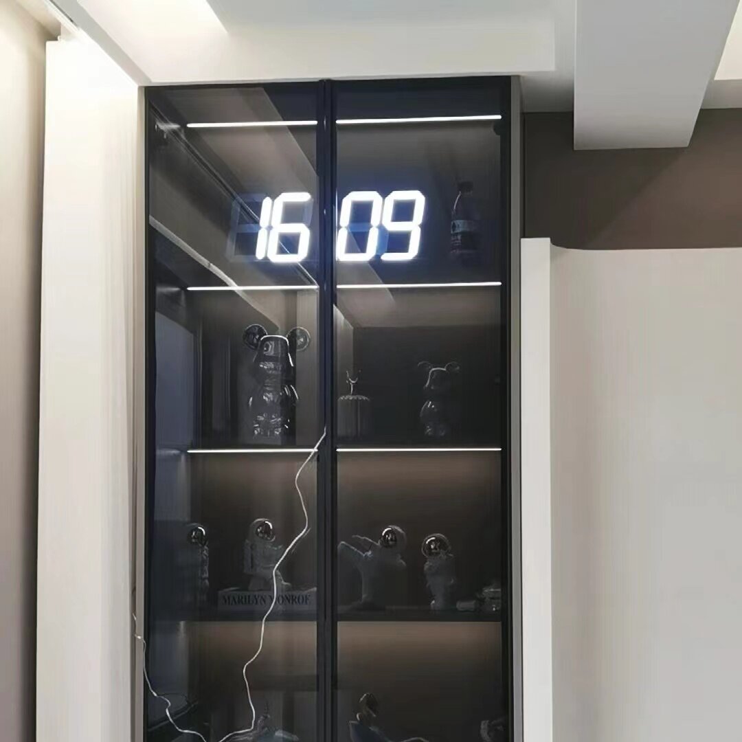 3D立体电子镂空钟客厅挂件亮灯墙大显示屏数字led创意装饰摆饰表