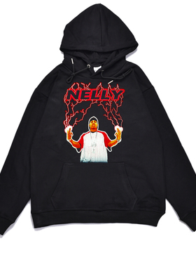 美国南方流行说唱节奏布鲁斯歌手Nelly尼力印花卫衣宽松加厚外套