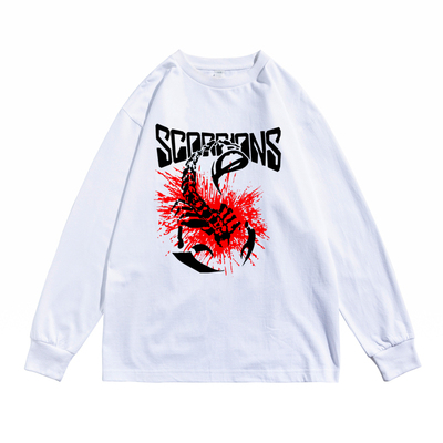 欧美重金属摇滚蝎子乐队Scorpions印花纯棉长袖T恤男女宽松个性潮