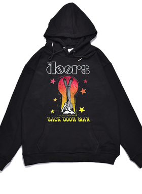 欧美摇滚The Doors大门乐队印花加厚卫衣加绒外套男女连帽潮流