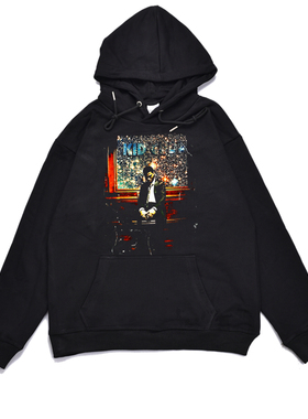 美国另类说唱Hip-hop歌手Rap嘻哈Kid Cudi饶舌印花卫衣宽松男外套