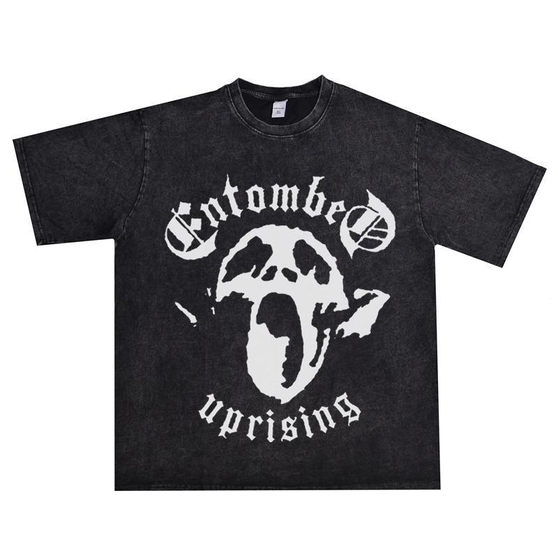 欧美摇滚死亡重金属entombed埋葬乐队印花t恤短袖水洗做旧男女