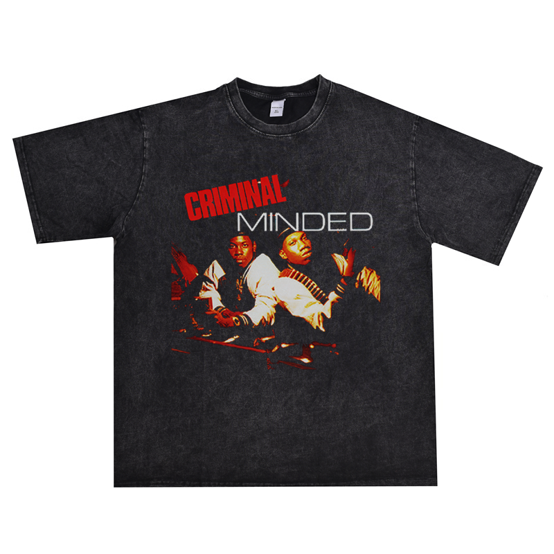 美国说唱歌手krs-one宽松印花T恤