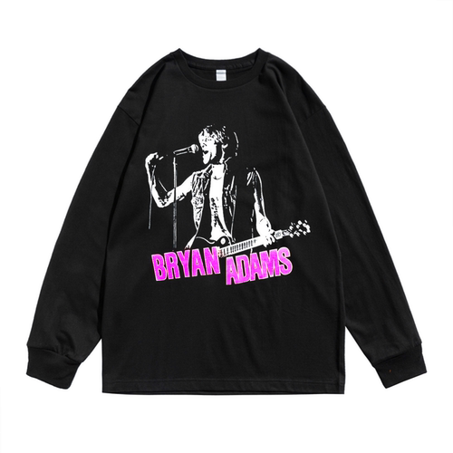 轻摇滚歌手Bryan Adams布莱恩·亚当斯人物印花长袖T恤男女宽松版