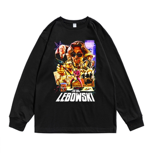 欧美经典喜剧老电影谋杀绿脚趾个性设计海报印花T恤长袖宽松男女