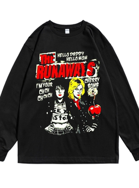 欧美女子摇滚逃亡乐队The Runaways印花纯棉宽松长袖T恤男女潮