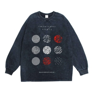 数码直喷二十一名飞行员Twenty One Pilots摇滚印花长袖T恤重磅