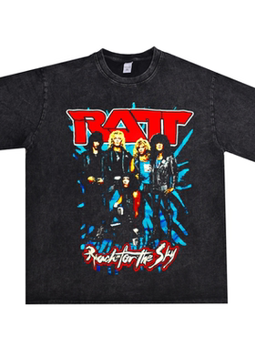 数码直喷重金属乐队Ratt摇滚印花T恤短袖宽松男女重磅嘻哈可定制