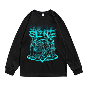 欧美Suicide Silence死核硬摇滚自杀沉寂乐队印花长袖T恤男女同款