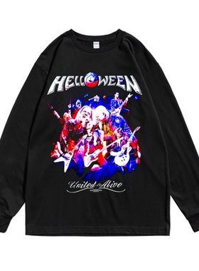 德国重金属乐团摇滚Helloween万圣节之夜乐队个性印花长袖T恤宽松