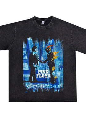 欧美民谣摇滚Pink Floyd平克·弗洛伊德Roger Waters水洗做旧T恤