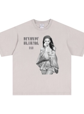 数码直喷碧昂丝·吉赛尔Beyonce Giselle印花短袖T恤重磅纯棉宽松