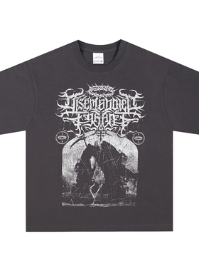 Disembodied Tyrant交响旋律乐队喷印短袖T恤宽松重磅纯棉做旧