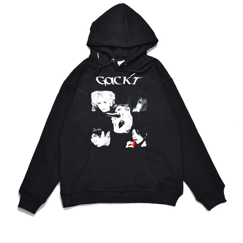 摇滚歌手宽松外套印花卫衣
