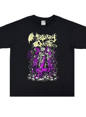 数码直喷摇滚黑金属Mortuary Drape乐队印花T恤短袖宽松重磅圆领