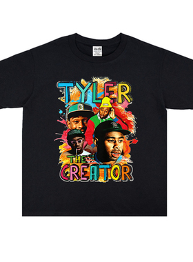 说唱歌手Tyler The Creator嘻哈OFWGKTA重磅街头印花T恤短袖宽松